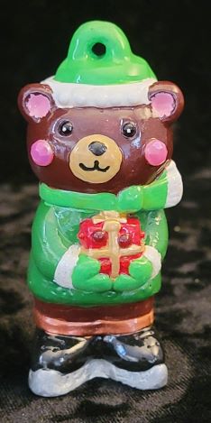 Bear with Present Ornament - Green