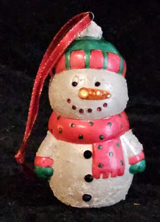 Snowman Ornament with Red Scarf