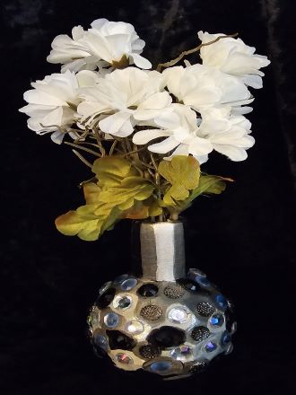 Vase Bejeweled - Back and Silver